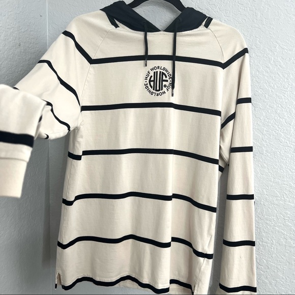 Huf black and white hooded long sleeve size large - Picture 4 of 11